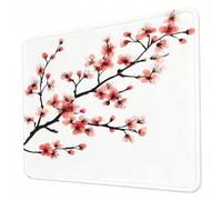 Gaming Mouse Pad 420 x 350 x 3mm White Mouse Mat, Optimised for Gaming Sensors, Moderate Surface Friction, Non-Slip and Stitched Edg Mousepad Peach Blossoms, Mac and PC Gaming Accessories, Gifts J0-59