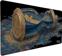 Gaming Mouse Pad 47.2x23.6x0.12 inch Large Mouse Mat Black Mousepad Large Hourglass, Extended Waterproof Mousepad with Non-Slip Rubber Base, Improved Precision and Speed for Gaming Accessories 7-Q338