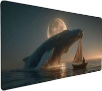 Gaming Mouse Pad 47.2x23.6x0.12 inch Large Mouse Mat Whale Mousepad Large Moon, Extended Waterproof Mousepad with Non-Slip Rubber Base, Improved Precision and Speed for Gaming Accessories 4-4T38