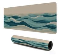 Gaming Mouse Pad 500x250 Green Sea Wave, Small Mousepad, Non Slip Rubber Mouse Mat, Textured Micro-Weave Fabric, Keyboard Mat for Desk with Waterproof Surface, PC Laptop Home Office Accessories S-317