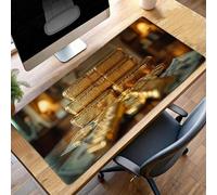 Gaming Mouse Pad, 60 x 30cm XXL Mouse Mat Gold, Large Mousepad Yellow Extended Gaming Mats for Desk, Non-Slip Rubber Base keyboard, Stitched Edges Office Desk Accessories for Home Office PjY587 7-K