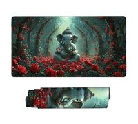 Gaming Mouse Pad 600 x 300 mm Large Gaming Mouse Mat with Stitched Edges, Mousepad with Non-Slip Base, Extended Large Size Mousemat, Keyboard Desk Pad with Water Resist Surface (Rose Elephant) Q-566