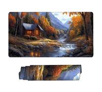 Gaming Mouse Pad 600 x 300 mm Large Gaming Mouse Mat with Stitched Edges, Mousepad with Non-Slip Base, Extended Large Size Mousemat, Keyboard Desk Pad with Water Resist Surface (Cabin Scenery) Q-902