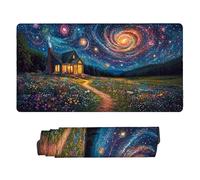 Gaming Mouse Pad 600 x 300 mm Large Gaming Mouse Mat with Stitched Edges, Mousepad with Non-Slip Base, Extended Large Size Mousemat, Keyboard Desk Pad with Water Resist Surface (Starry Sky Cabin) Q918