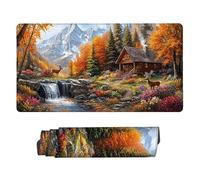 Gaming Mouse Pad 600 x 300 mm Large Gaming Mouse Mat with Stitched Edges, XXL Mousepad with Non-Slip Base, Extended Large Size Mousemat, Keyboard Desk Pad with Water Resist Surface (Cabin Forest) Q904