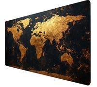 Gaming Mouse Pad 600 x 300 x 3mm Large Mouse Mat World Map Desk Pad with Stitched Edges, Anti-slip Rubber Base Mousepad, Improved Precision and Speed, Spill-Resistant Surface, Laptop, Black Y7-1282
