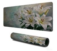 Gaming Mouse Pad 600x300 Flower Lily, Small Mousepad, Non Slip Rubber Mouse Mat, Textured Micro-Weave Fabric, Keyboard Mat for Desk with Waterproof Surface, PC Laptop Home Office Accessories S-203