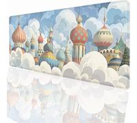 Gaming Mouse Pad 600x300x3mm Large Gaming Mouse Mat with Stitched Edges, XXL Mousepad with Non-Slip Base, Extended Large Size Mousemat, Keyboard Desk Pad Water Resist Surface Building PjY8041 N-U