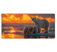 Gaming Mouse Pad 600x300x3mm XXL Mouse Mat Large Polar Bears Gaming Mat Sunset, Extended Waterproof Mousepad with Non-Slip Rubber Base, Improved Precision and Speed for Gifts for Men, PC Decor A-3R88