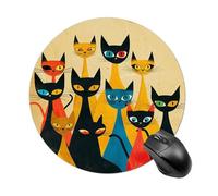 Gaming Mouse Pad 7.8" Non-Slip Rubber Base A Group of Cats Mousepad for Computer Laptop Home Office Desk Mousepads Waterproof Washable Cute Small Mouse Mat (Round Black)