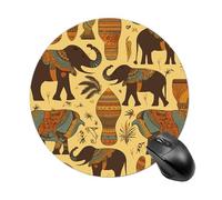 Gaming Mouse Pad 7.8" Non-Slip Rubber Base Africa Elephant Mousepad for Computer Laptop Home Office Desk Mousepads Waterproof Washable Cute Small Mouse Mat (Round Black)