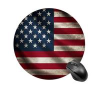 Gaming Mouse Pad 7.8" Non-Slip Rubber Base American Flag Mousepad for Computer Laptop Home Office Desk Mousepads Waterproof Washable Cute Small Mouse Mat (Round Black)