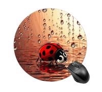 Gaming Mouse Pad 7.8" Non-Slip Rubber Base Art Ladybug Tracks Mousepad for Computer Laptop Home Office Desk Mousepads Waterproof Washable Cute Small Mouse Mat (Round Black)