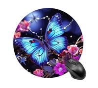 Gaming Mouse Pad 7.8" Non-Slip Rubber Base Beauty Butterfly Mousepad for Computer Laptop Home Office Desk Mousepads Waterproof Washable Cute Small Mouse Mat (Round Black)