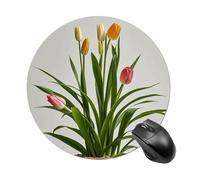 Gaming Mouse Pad 7.8" Non-Slip Rubber Base Benzoar Plants Mousepad for Computer Laptop Home Office Desk Mousepads Waterproof Washable Cute Small Mouse Mat (Round Black)