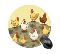 Gaming Mouse Pad 7.8" Non-Slip Rubber Base Chickens Mousepad for Computer Laptop Home Office Desk Mousepads Waterproof Washable Cute Small Mouse Mat (Round Black)