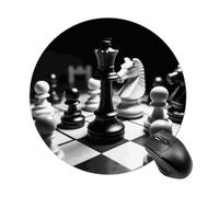 Gaming Mouse Pad 7.8" Non-Slip Rubber Base Chinese Chess Mousepad for Computer Laptop Home Office Desk Mousepads Waterproof Washable Cute Small Mouse Mat (Round Black)