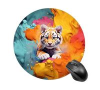 Gaming Mouse Pad 7.8" Non-Slip Rubber Base Color Animation Mousepad for Computer Laptop Home Office Desk Mousepads Waterproof Washable Cute Small Mouse Mat (Round Black)
