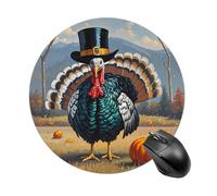 Gaming Mouse Pad 7.8" Non-Slip Rubber Base Cool Turkey Mousepad for Computer Laptop Home Office Desk Mousepads Waterproof Washable Cute Small Mouse Mat (Round Black)
