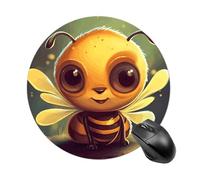 Gaming Mouse Pad 7.8" Non-Slip Rubber Base Cute Bee Mousepad for Computer Laptop Home Office Desk Mousepads Waterproof Washable Cute Small Mouse Mat (Round Black)