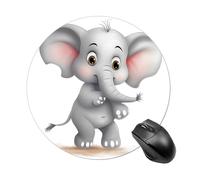 Gaming Mouse Pad 7.8" Non-Slip Rubber Base Cute Elephant Mousepad for Computer Laptop Home Office Desk Mousepads Waterproof Washable Cute Small Mouse Mat (Round Black)