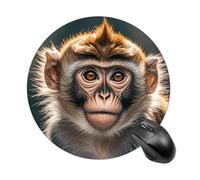 Gaming Mouse Pad 7.8" Non-Slip Rubber Base Cute Monkey Mousepad for Computer Laptop Home Office Desk Mousepads Waterproof Washable Cute Small Mouse Mat (Round Black)