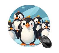 Gaming Mouse Pad 7.8" Non-Slip Rubber Base Cute Penguins Mousepad for Computer Laptop Home Office Desk Mousepads Waterproof Washable Cute Small Mouse Mat (Round Black)