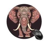 Gaming Mouse Pad 7.8" Non-Slip Rubber Base Elephant Mousepad for Computer Laptop Home Office Desk Mousepads Waterproof Washable Cute Small Mouse Mat (Round Black)