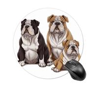 Gaming Mouse Pad 7.8" Non-Slip Rubber Base English Bulldogs Mousepad for Computer Laptop Home Office Desk Mousepads Waterproof Washable Cute Small Mouse Mat (Round Black)