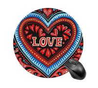 Gaming Mouse Pad 7.8" Non-Slip Rubber Base Folk Art Style Mousepad for Computer Laptop Home Office Desk Mousepads Waterproof Washable Cute Small Mouse Mat (Round Black)