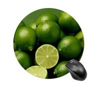 Gaming Mouse Pad 7.8" Non-Slip Rubber Base Fresh Green Lime Mousepad for Computer Laptop Home Office Desk Mousepads Waterproof Washable Cute Small Mouse Mat (Round Black)