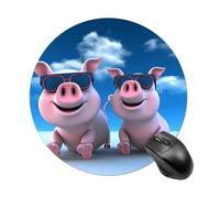 Gaming Mouse Pad 7.8" Non-Slip Rubber Base Funny Pig Mousepad for Computer Laptop Home Office Desk Mousepads Waterproof Washable Cute Small Mouse Mat (Round Black)