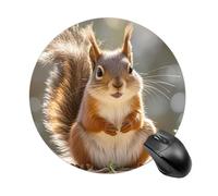 Gaming Mouse Pad 7.8" Non-Slip Rubber Base Funny Squirrel Mousepad for Computer Laptop Home Office Desk Mousepads Waterproof Washable Cute Small Mouse Mat (Round Black)