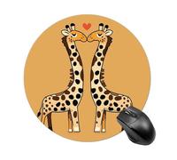 Gaming Mouse Pad 7.8" Non-Slip Rubber Base Giraffes Mousepad for Computer Laptop Home Office Desk Mousepads Waterproof Washable Cute Small Mouse Mat (Round Black)