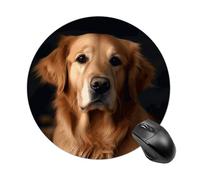 Gaming Mouse Pad 7.8" Non-Slip Rubber Base Golden Retriever Mousepad for Computer Laptop Home Office Desk Mousepads Waterproof Washable Cute Small Mouse Mat (Round Black)