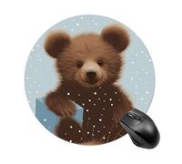 Gaming Mouse Pad 7.8" Non-Slip Rubber Base Happy Bear Mousepad for Computer Laptop Home Office Desk Mousepads Waterproof Washable Cute Small Mouse Mat (Round Black)