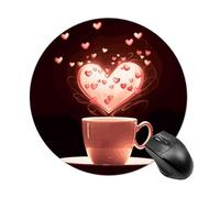 Gaming Mouse Pad 7.8" Non-Slip Rubber Base Heart Cup Mousepad for Computer Laptop Home Office Desk Mousepads Waterproof Washable Cute Small Mouse Mat (Round Black)