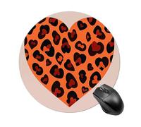 Gaming Mouse Pad 7.8" Non-Slip Rubber Base Heart Leopard Mousepad for Computer Laptop Home Office Desk Mousepads Waterproof Washable Cute Small Mouse Mat (Round Black)