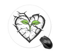 Gaming Mouse Pad 7.8" Non-Slip Rubber Base Heart Line Art Mousepad for Computer Laptop Home Office Desk Mousepads Waterproof Washable Cute Small Mouse Mat (Round Black)