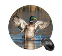 Gaming Mouse Pad 7.8" Non-Slip Rubber Base Hunting Flying Wild Ducks Mousepad for Computer Laptop Home Office Desk Mousepads Waterproof Washable Cute Small Mouse Mat (Round Black)