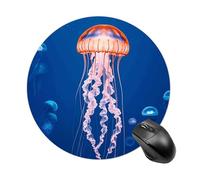 Gaming Mouse Pad 7.8" Non-Slip Rubber Base Jellyfish Academy Mousepad for Computer Laptop Home Office Desk Mousepads Waterproof Washable Cute Small Mouse Mat (Round Black)