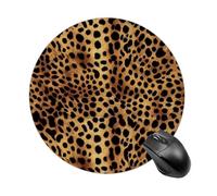 Gaming Mouse Pad 7.8" Non-Slip Rubber Base Leopard Animal Print Mousepad for Computer Laptop Home Office Desk Mousepads Waterproof Washable Cute Small Mouse Mat (Round Black)