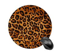 Gaming Mouse Pad 7.8" Non-Slip Rubber Base Leopard Mousepad for Computer Laptop Home Office Desk Mousepads Waterproof Washable Cute Small Mouse Mat (Round Black)