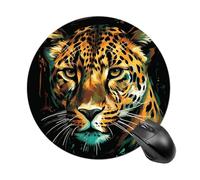 Gaming Mouse Pad 7.8" Non-Slip Rubber Base Leopard Mousepad for Computer Laptop Home Office Desk Mousepads Waterproof Washable Cute Small Mouse Mat (Round Black)