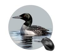 Gaming Mouse Pad 7.8" Non-Slip Rubber Base Loon Nature Bird Mousepad for Computer Laptop Home Office Desk Mousepads Waterproof Washable Cute Small Mouse Mat (Round Black)