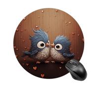 Gaming Mouse Pad 7.8" Non-Slip Rubber Base Love Birdie Mousepad for Computer Laptop Home Office Desk Mousepads Waterproof Washable Cute Small Mouse Mat (Round Black)