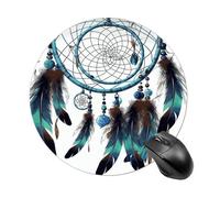 Gaming Mouse Pad 7.8" Non-Slip Rubber Base Native American Dream Catcher Mousepad for Computer Laptop Home Office Desk Mousepads Waterproof Washable Cute Small Mouse Mat (Round Black)