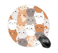 Gaming Mouse Pad 7.8" Non-Slip Rubber Base Orange Cats Mousepad for Computer Laptop Home Office Desk Mousepads Waterproof Washable Cute Small Mouse Mat (Round Black)