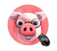 Gaming Mouse Pad 7.8" Non-Slip Rubber Base Pink Pig Mousepad for Computer Laptop Home Office Desk Mousepads Waterproof Washable Cute Small Mouse Mat (Round Black)