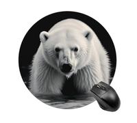Gaming Mouse Pad 7.8" Non-Slip Rubber Base Polar Bear Mousepad for Computer Laptop Home Office Desk Mousepads Waterproof Washable Cute Small Mouse Mat (Round Black)